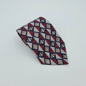Golswold Collection Geometric men's Necktie Silk Silver, red size 57 x 4